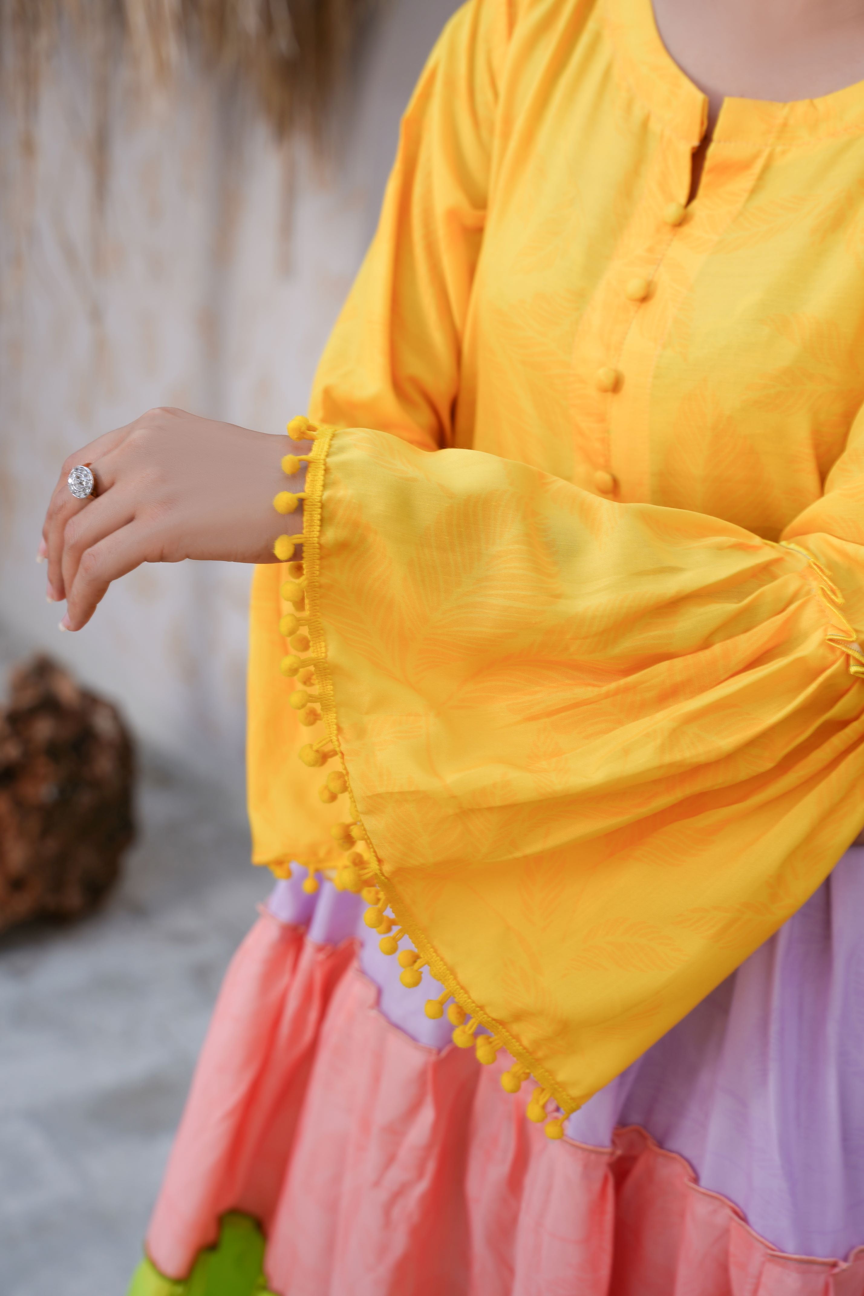 Vibrant Multi-Color Tiered 1 Piece Stitched Maxi Dress SB-155