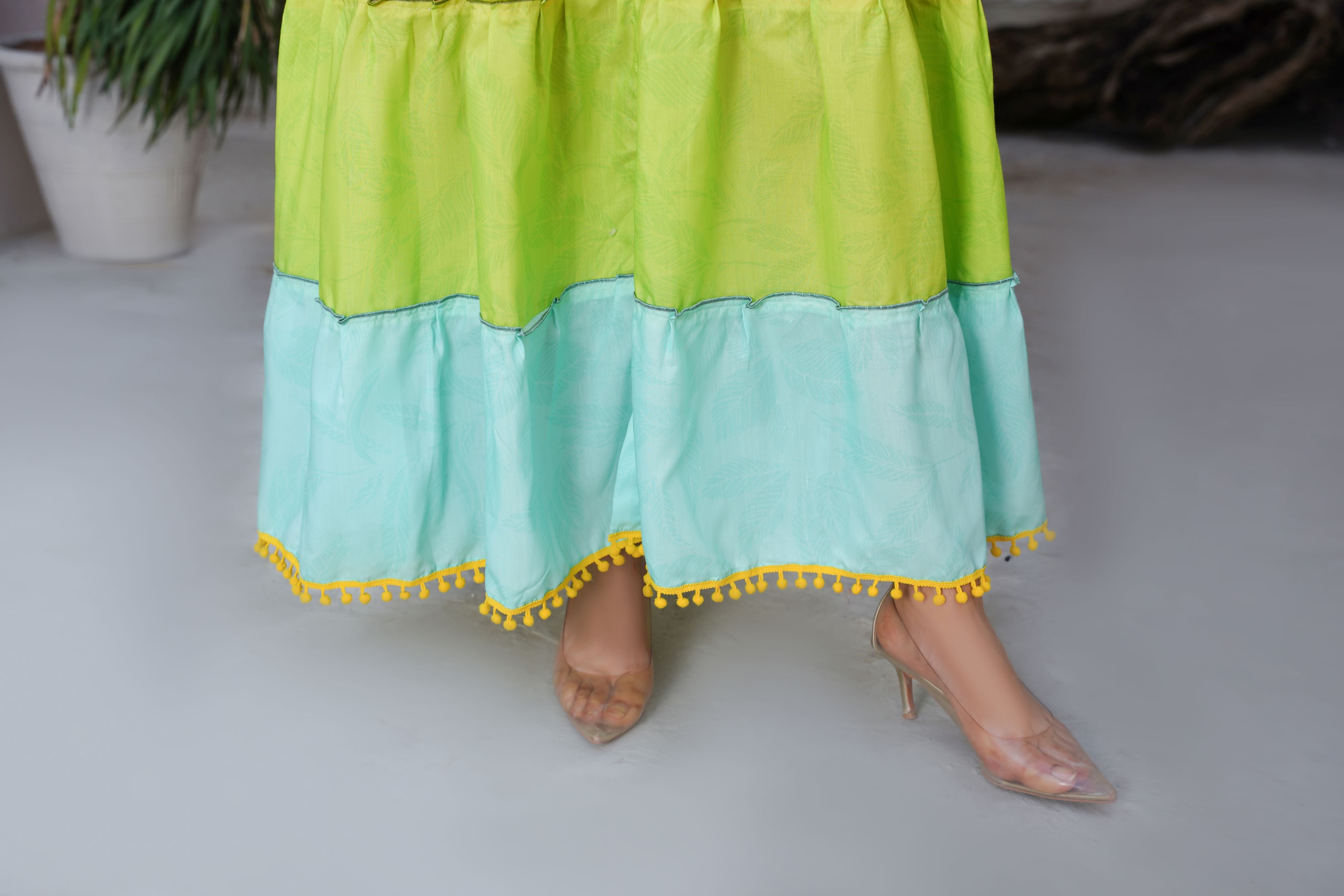 Vibrant Multi-Color Tiered 1 Piece Stitched Maxi Dress SB-155