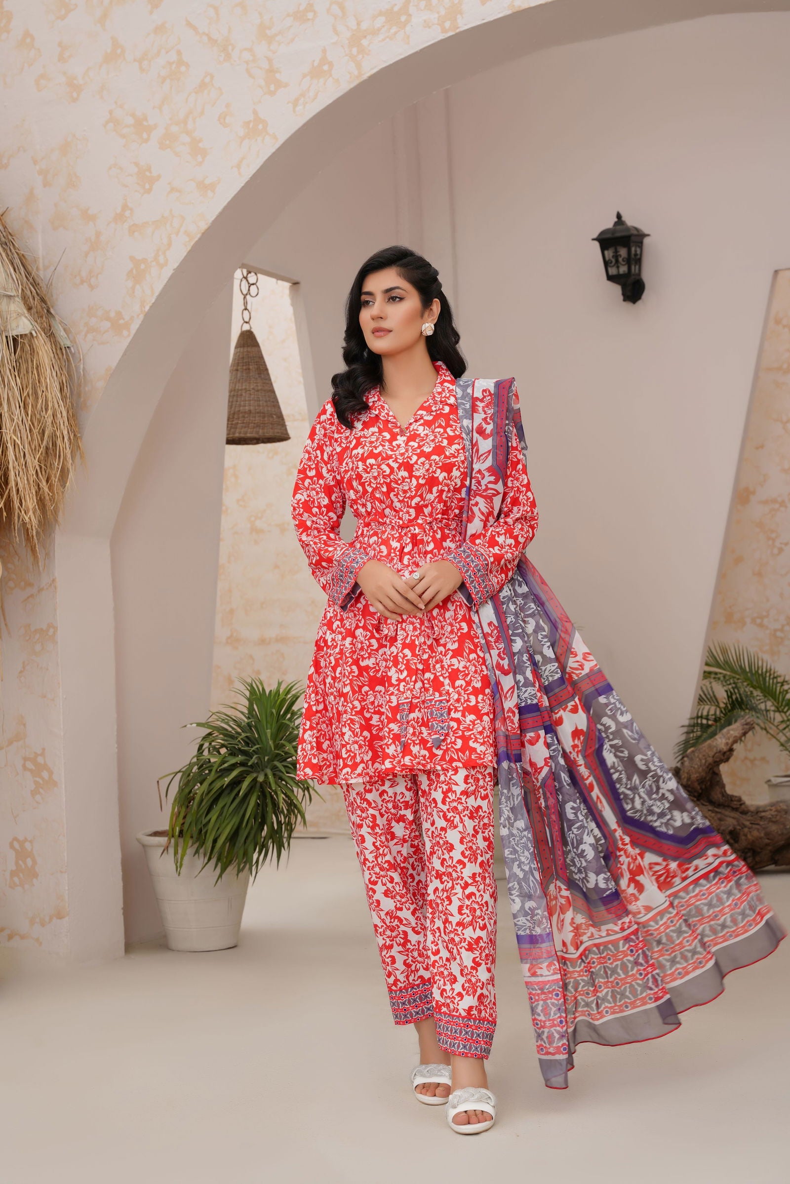 🌸Beautiful Red Frok style Co-ord Set-148🌸 - sabajeez.com