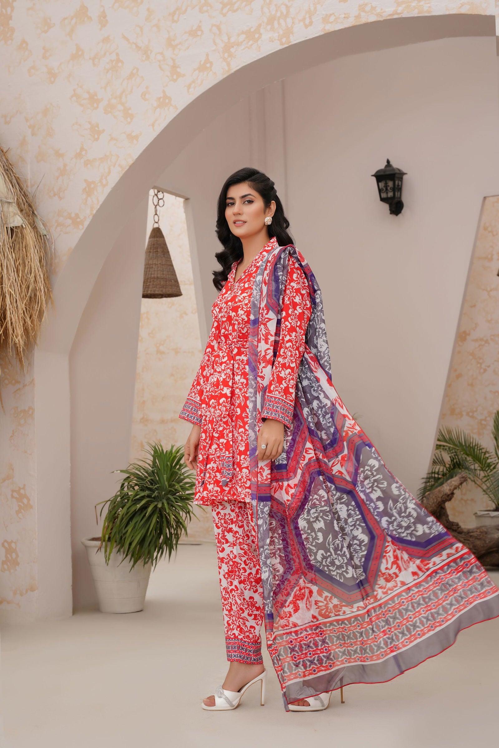 🌸Beautiful Red Frok style Co-ord Set-148🌸 - sabajeez.com