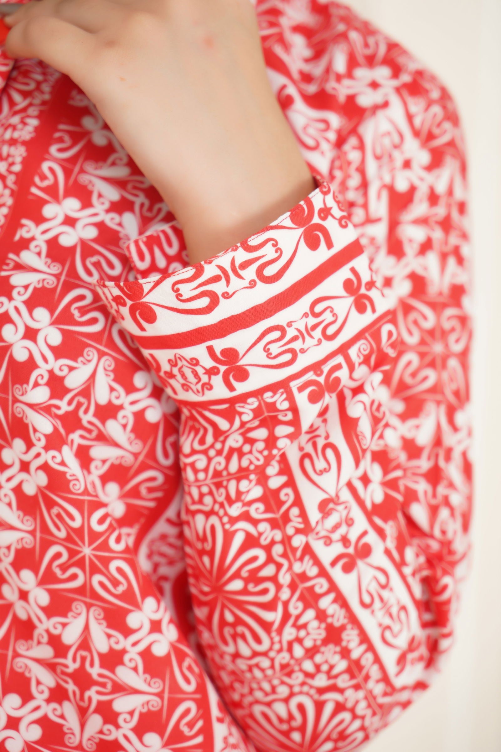 Red Floral Ethnic Print Two-Piece Set -147 - sabajeez.com