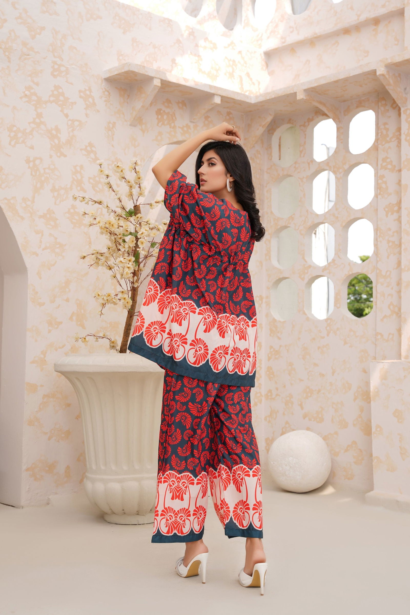 🌸 Stylish Red Floral Co-ord Set-143🌸 - sabajeez.com