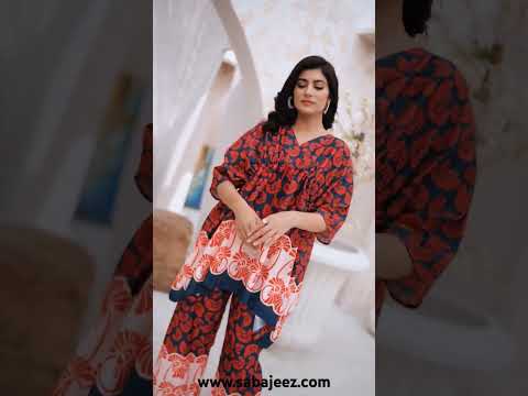 Stylish Red Floral 2 Piece Stitched Co-ord Set SJ-143